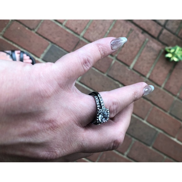 Bridal Set; Stainless Steel (Dark); Zircon; Size 8 - Picture 10 of 10